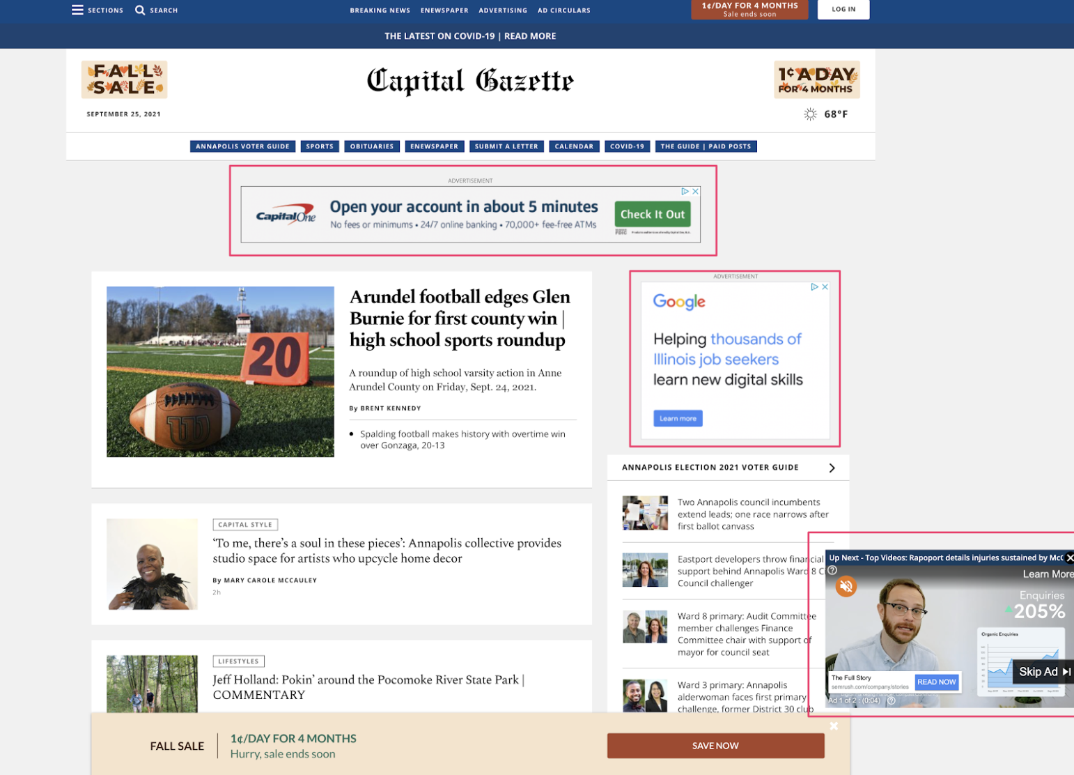 example of a website displaying ads from the google display network